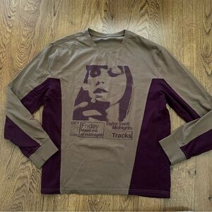 Taylor Swift Long Sleeve Shirt top Brown Purple size medium Fan long sleeve